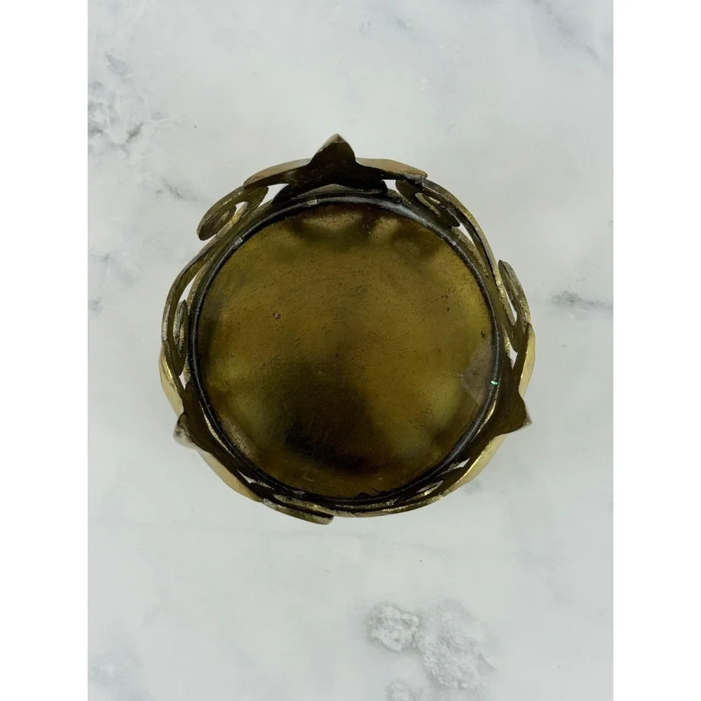 VTG Pier 1 Important Solid Brass Stars and Scrolls Pillar Candle‎ Holder